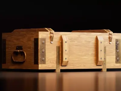 Wooden Storage Chest 3D model