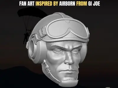 Airborne fan art head for action figures 3D print model