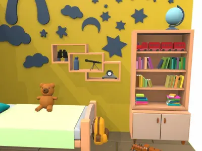 Isometric cartoon children room 09 3D model