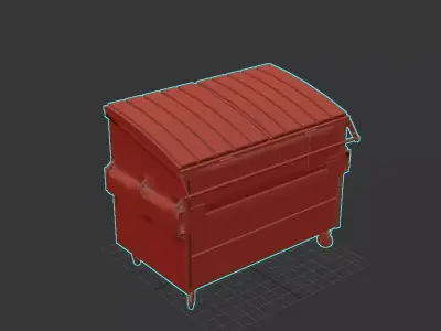 a 3D model of a dumpster rendered in a 3D modeling software Low-poly 3D model