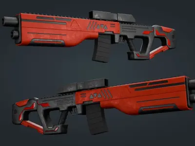 Sci-Fi Machine Gun - game ready - PBR Low-poly 3D model