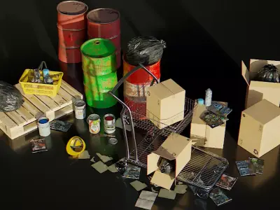 KitBash 3D Shopping Elements Low-poly 3D model