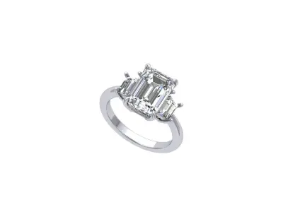 3- stone Emerald Ring 3D print model