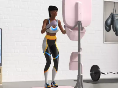 Home Boxing Panel for Womens Fitness Pink 3D model