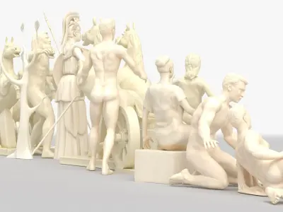 Parthenon West Pediment Statues 3D model