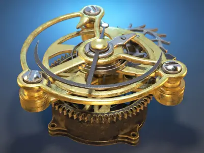 Tourbillon Mechanism PBR 3D model