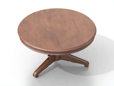 Antique Round Wooden Table 02 Low-poly 3D model