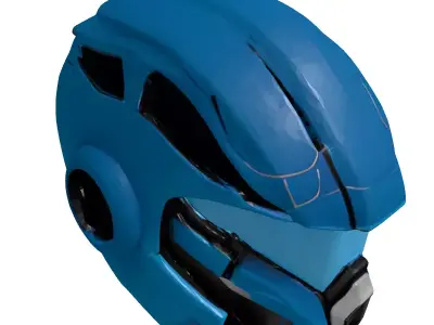 SciFi Helmet with Cracked Visor 3D model