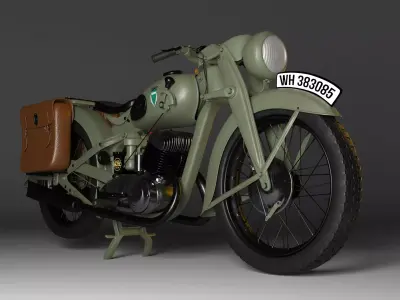 Motorcycle wwii vintage 3D model