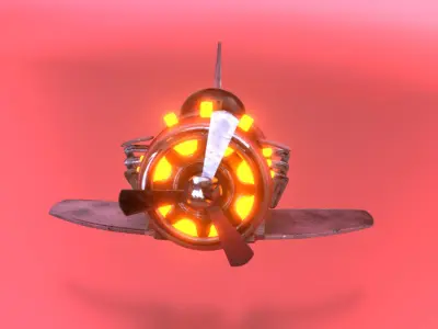 Red-Plane airplane Low-poly 3D model