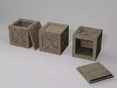 Wooden Crates - Aged Low-poly 3D model