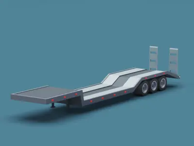 Cartoon Stylized Semi Trailer Lowbed Low-poly 3D model