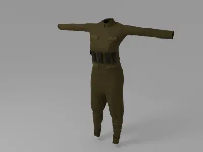 WW1 Soldier Woman Uniform  Low-poly 3D model