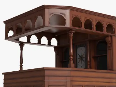  Victorian Style Bar Unit with Overhead Shelves Dark Wood Brown 