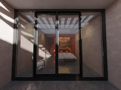 3D model of Bedroom with Private balcony 3D model