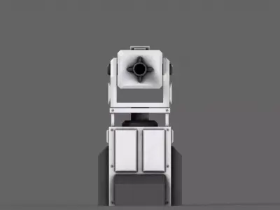 PBR Turret Gun 01 White Low-poly 3D model