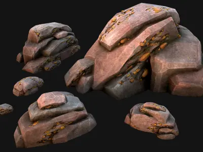 Golden Ore Nugget Gold Mine Mineral Low-poly 3D model