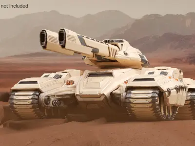 Sci Fi Artillery Battle Tank Sand Color  purchase 3D model