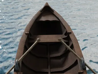 Wooden boat Free low-poly 3D model by goldenztuff