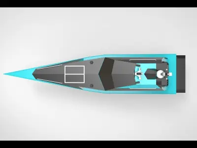 thunder child boat blue 3D model