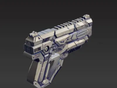 Low-Poly Sci-Fi Blaster Gun 3D model