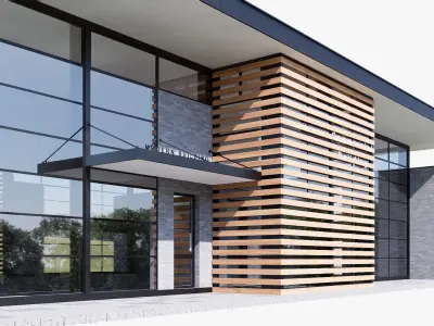 commercial building Low-poly 3D model 3