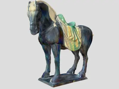 Antique Tang tri-colored pottery horse Low-poly 3D model