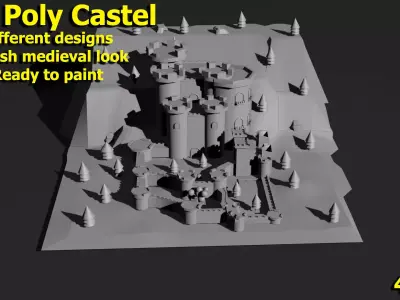 Low Poly Castle 4 Low-poly 3D model