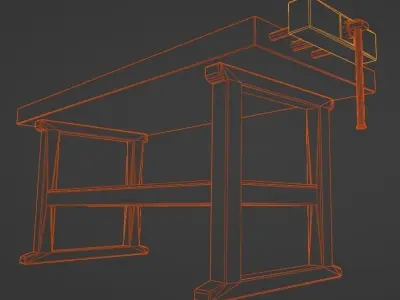 Workbench carpentry table Low-poly 3D model