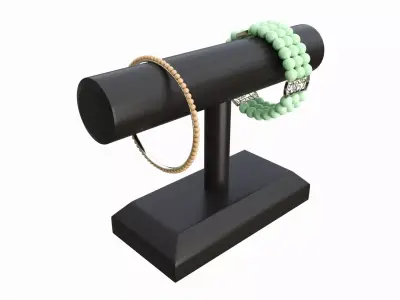 Store vintage wooden jewelry bracelet display stand 3D model