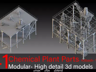 41- Chemical Plant Parts- Modular Kitbash 3D model
