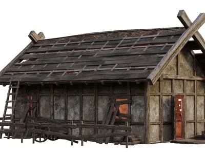 Old Medieval Building House 4K Textures GameReady 53 Low-poly 3D model