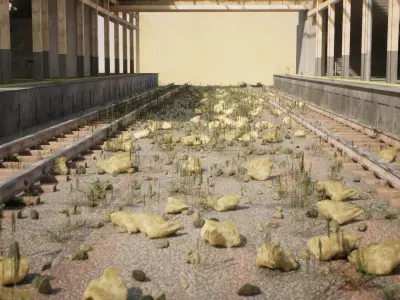 Modern Train Station 33 Assets Low-poly 3D model