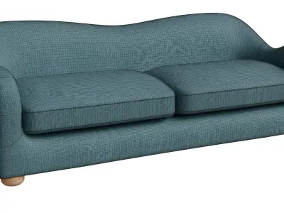 Blue Curved Back Sofa 3D model