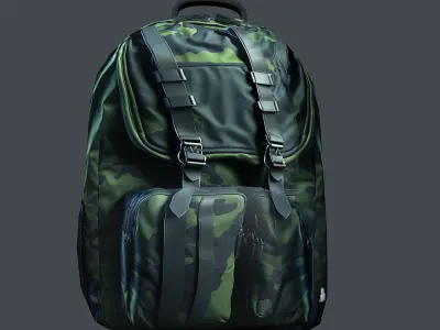 Backpack Camping Generic military human bag storqge baggage Low-poly 3D model 12