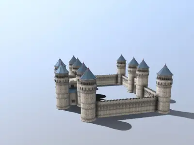 Medieval French Castle Low-poly 3D model