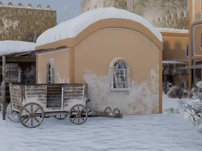 Snowy Fortress Village 3D model