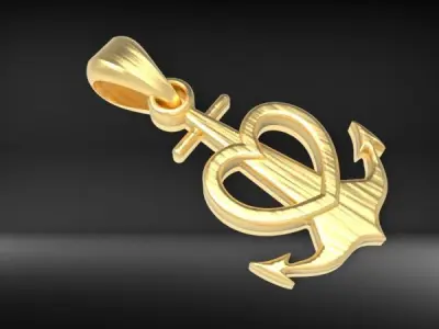 Heart Anchor Pendant 3D print model