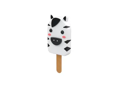 Cartoon Zebra Ice Cream Cute Low-poly 3D model