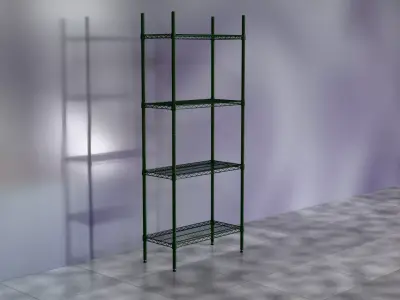 Wire Shelves - 30 inches X 14 inches X 72 inches in green epoxy Low-poly 3D model
