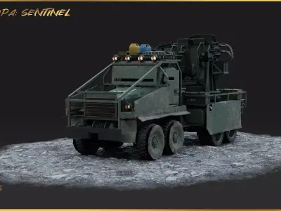 PBR-GrandPa Sentinel-PostApocalyptic Armed Truck Low-poly 3D model