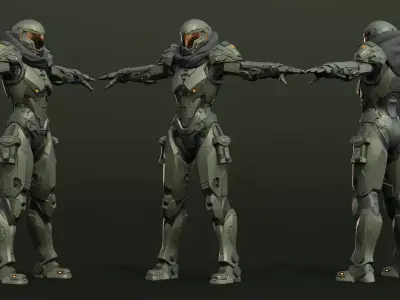 Armored Soldier Low-poly 3D model