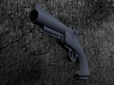 Sci-fi pistol Low-poly 3D model 8