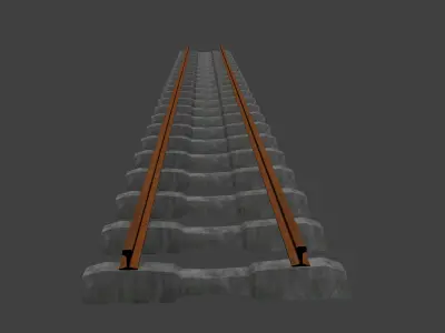 Train Tracks Low-poly 3D model