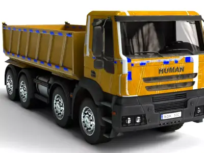 Yellow Rigged Dump Truck 3D model