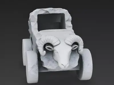 Ram-Rock Primitive Stone Vehicle 3D Model Low-poly 3D model