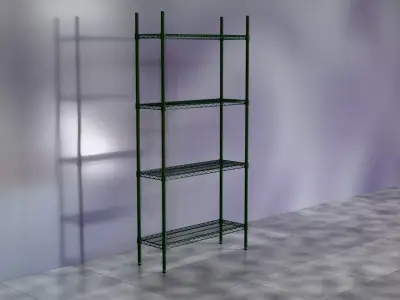 Wire Shelves - 36 inches X 12 inches X 72 inches in green epoxy Low-poly 3D model