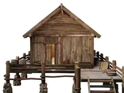 Old Lake House 21 PBR 4K GameReady Low-poly 3D model