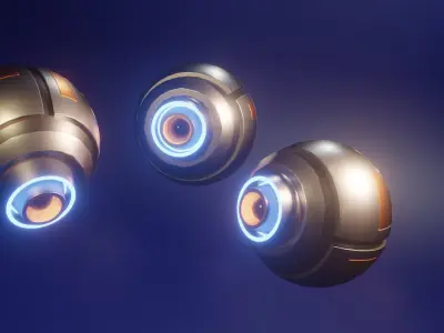 Droit three glowing eyes Low-poly 3D model