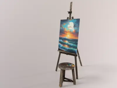Old Painting set Low-poly 3D model
